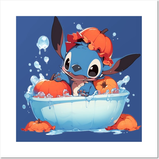 STITCH HAVING A BATH Wall Art by Drank